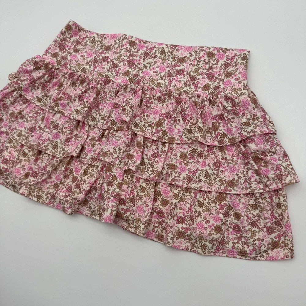JoyLab Pink Floral Layered Ruffle Skort Large Tennis Pickleball Coquette Y2K